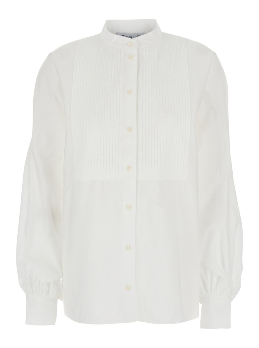Shop Sosue Antonia' White Blouse With Mandarin Collar