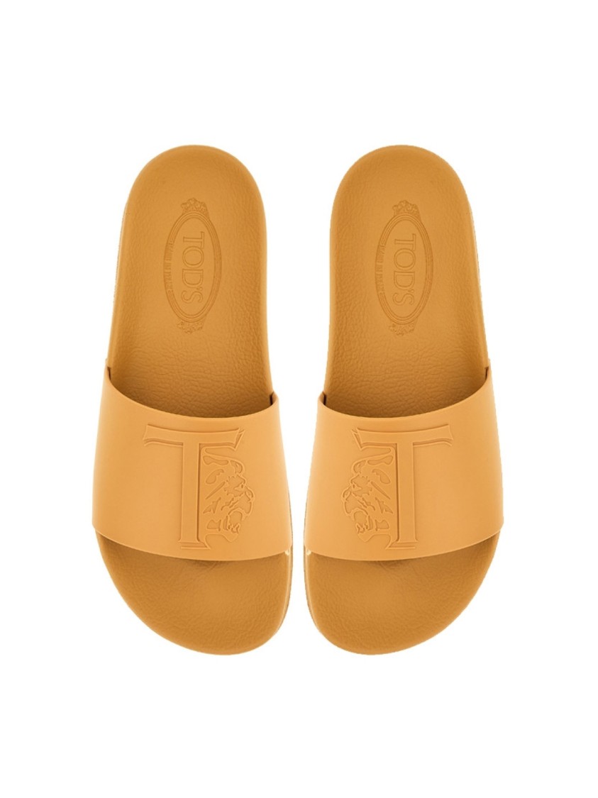 Tod's Monogram Logo Slides Sandals In Brown