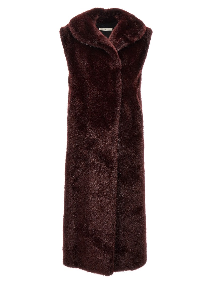 Philosophy Di Lorenzo Serafini Philosophy Extra Long Faux Fur Vest In Brown