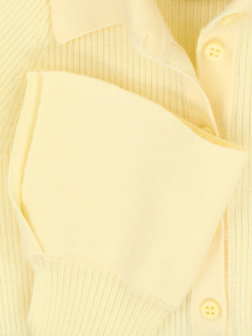Sa Su Phi Ribbed Cashmere-silk Polo With Classic Collar In