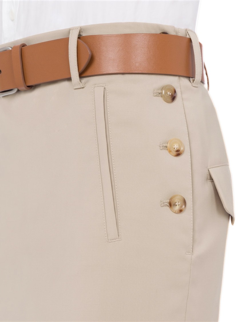 Moschino Wool Twill Skirt Tailored Twist In Neutral