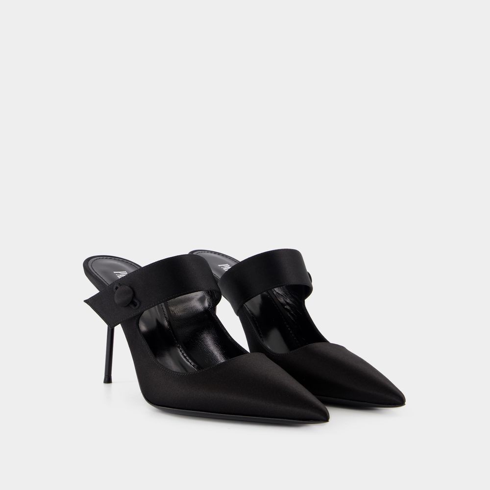 Shop Paris Texas Lidia Couture Sabot 90 Pumps - Silk - Black