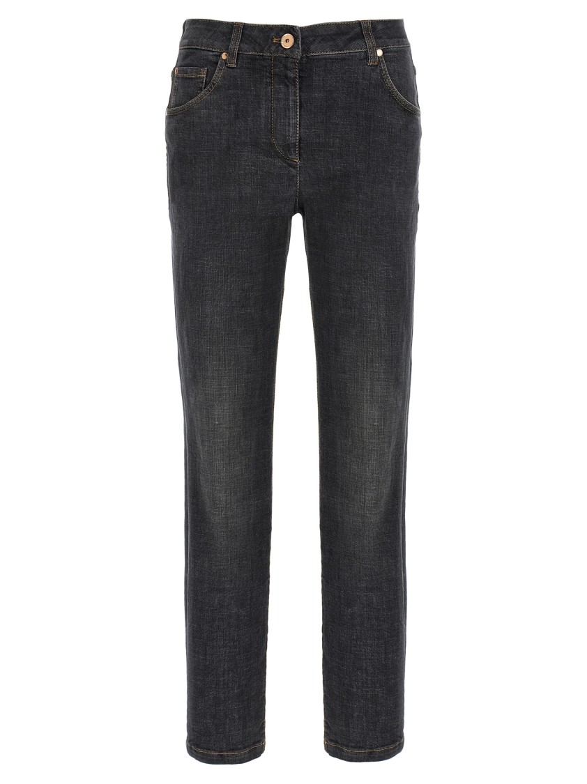 Brunello Cucinelli Black Stretch Denim Skinny Jeans In Gray