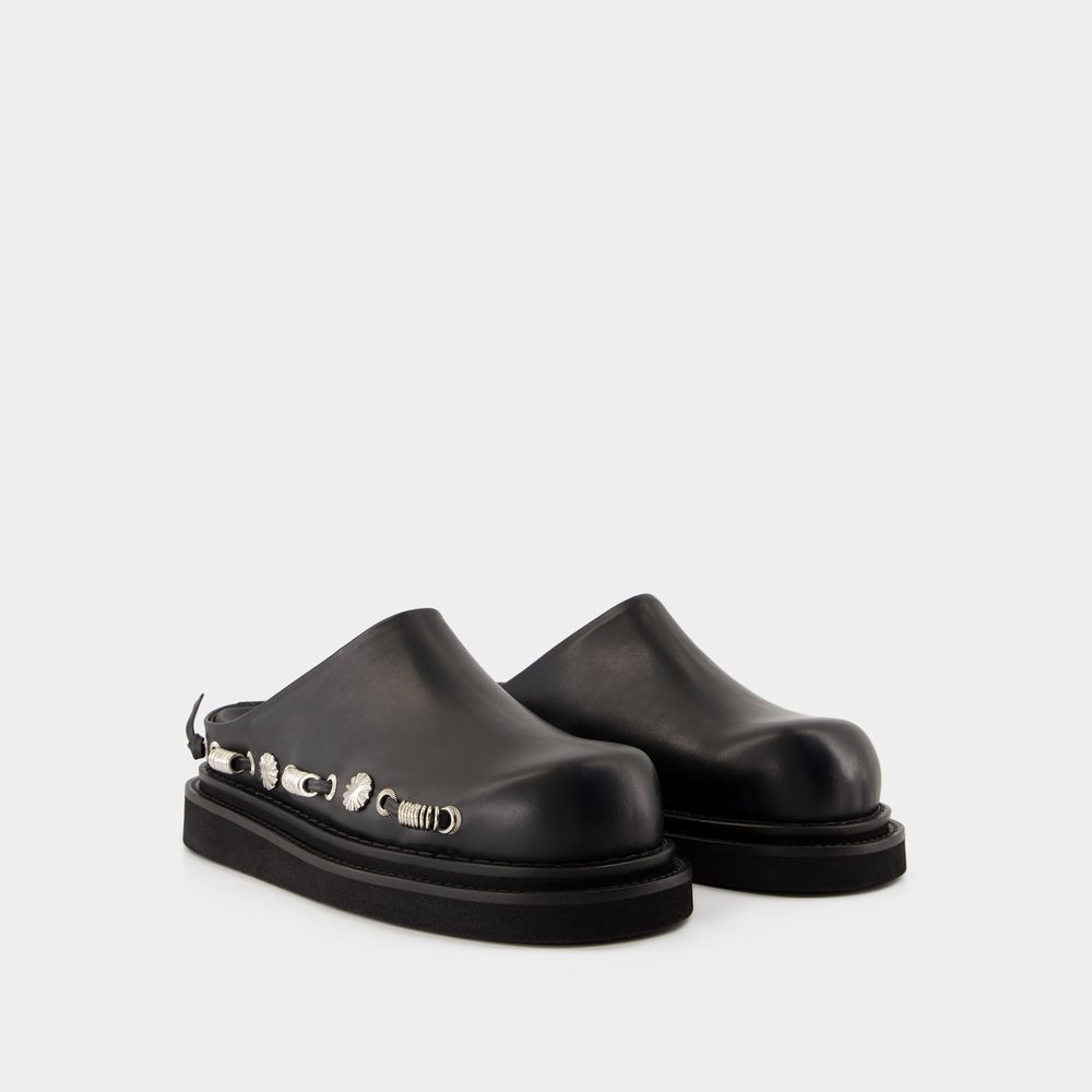 Toga Pulla Open-back Black Sandals With Chunky Platform In Black