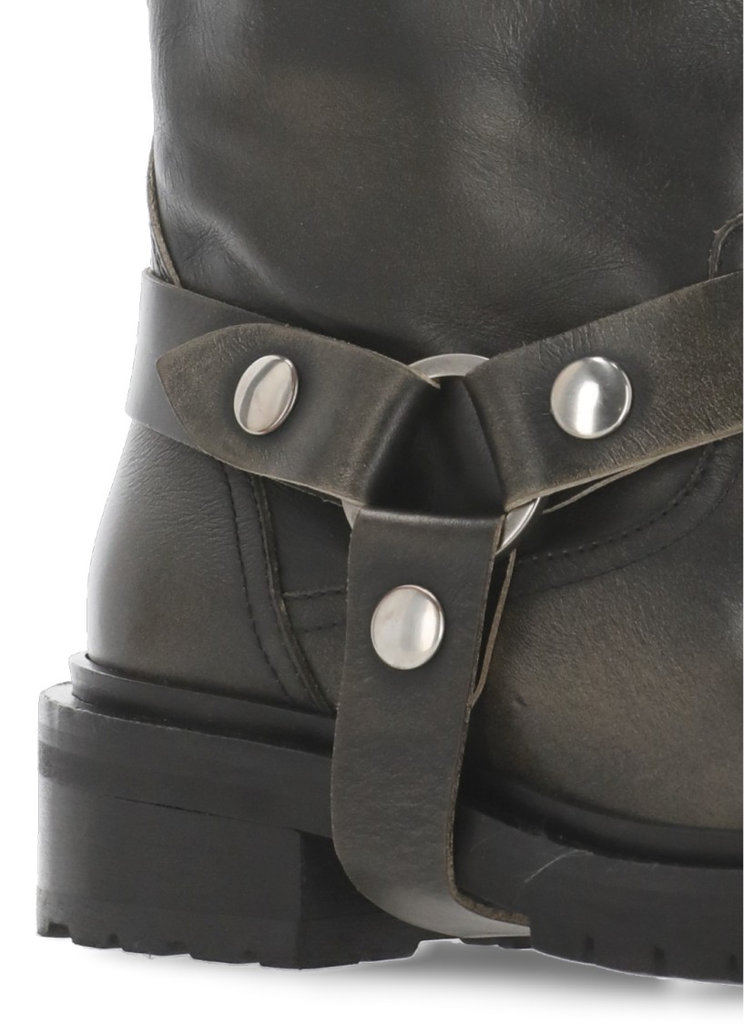 Golden Goose Kurt Boots In Black Leather With Buckle In Black