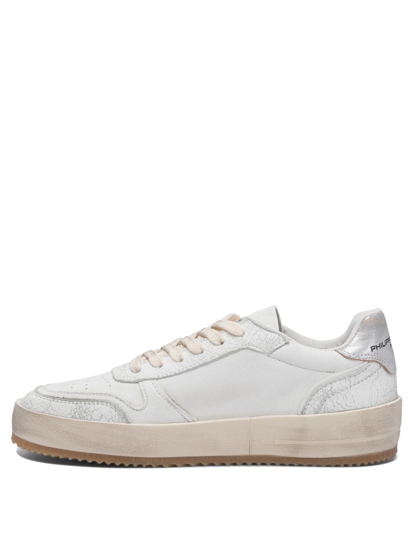 Philippe Model Paris Textured Leather Slip-on Sneakers In White