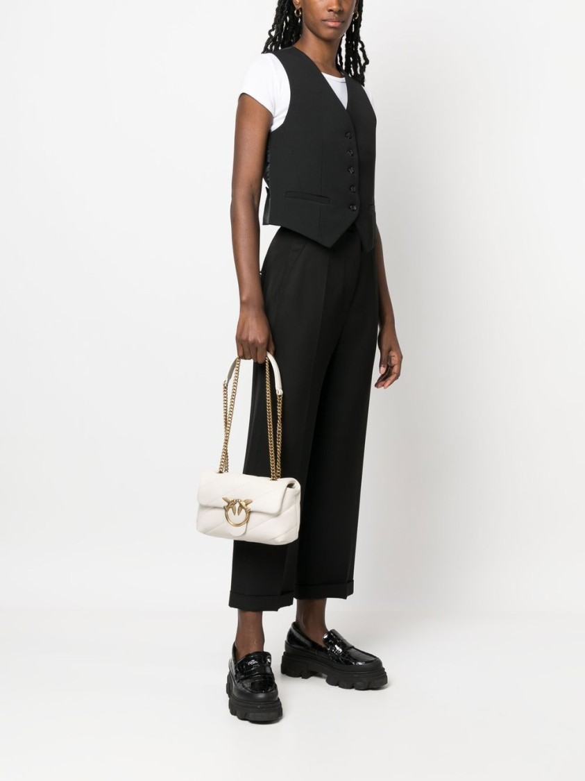 Shop Pinko Leather Shoulder Bag In Neutrals