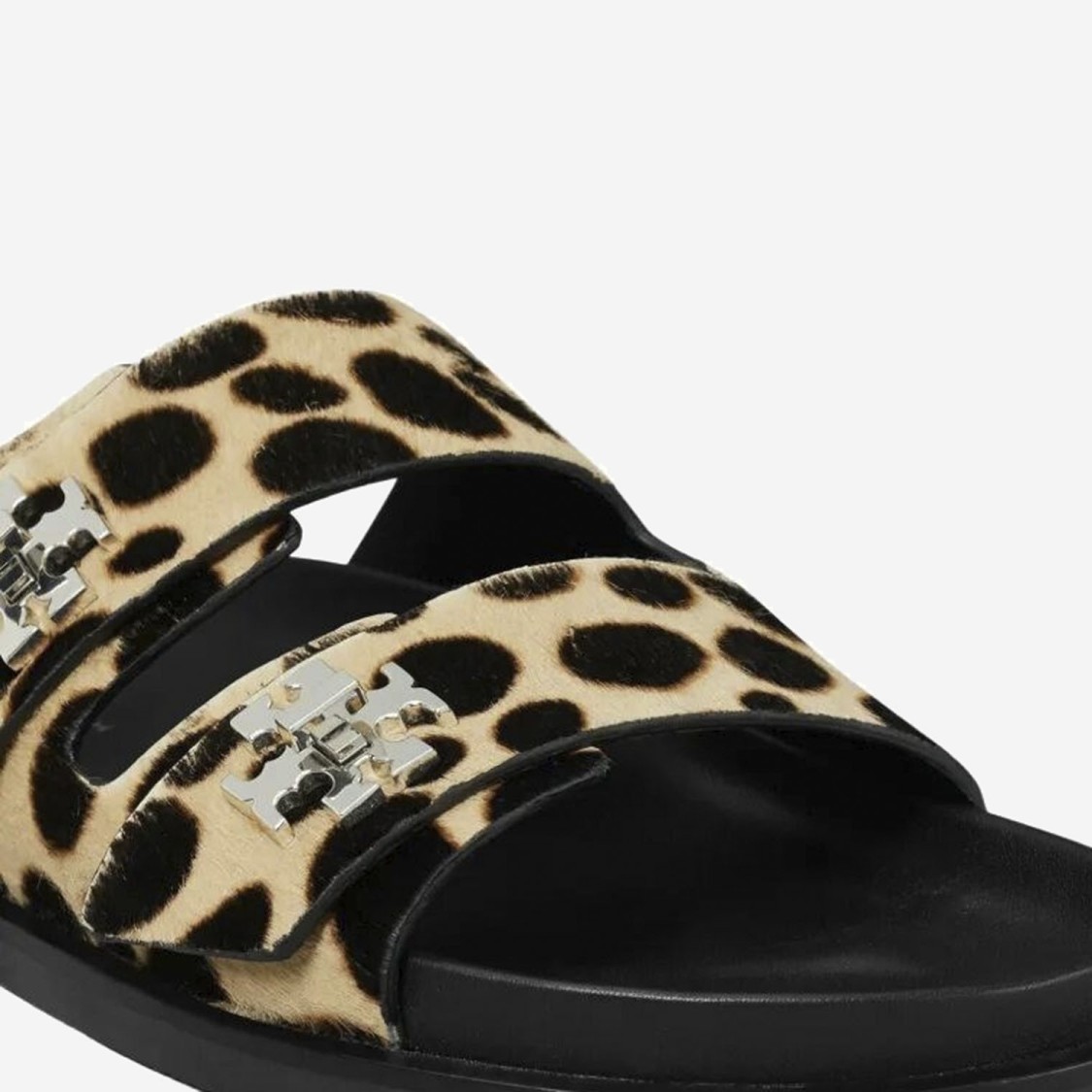 Tory Burch Slider Sandals With Leopadrata Pattern In Black
