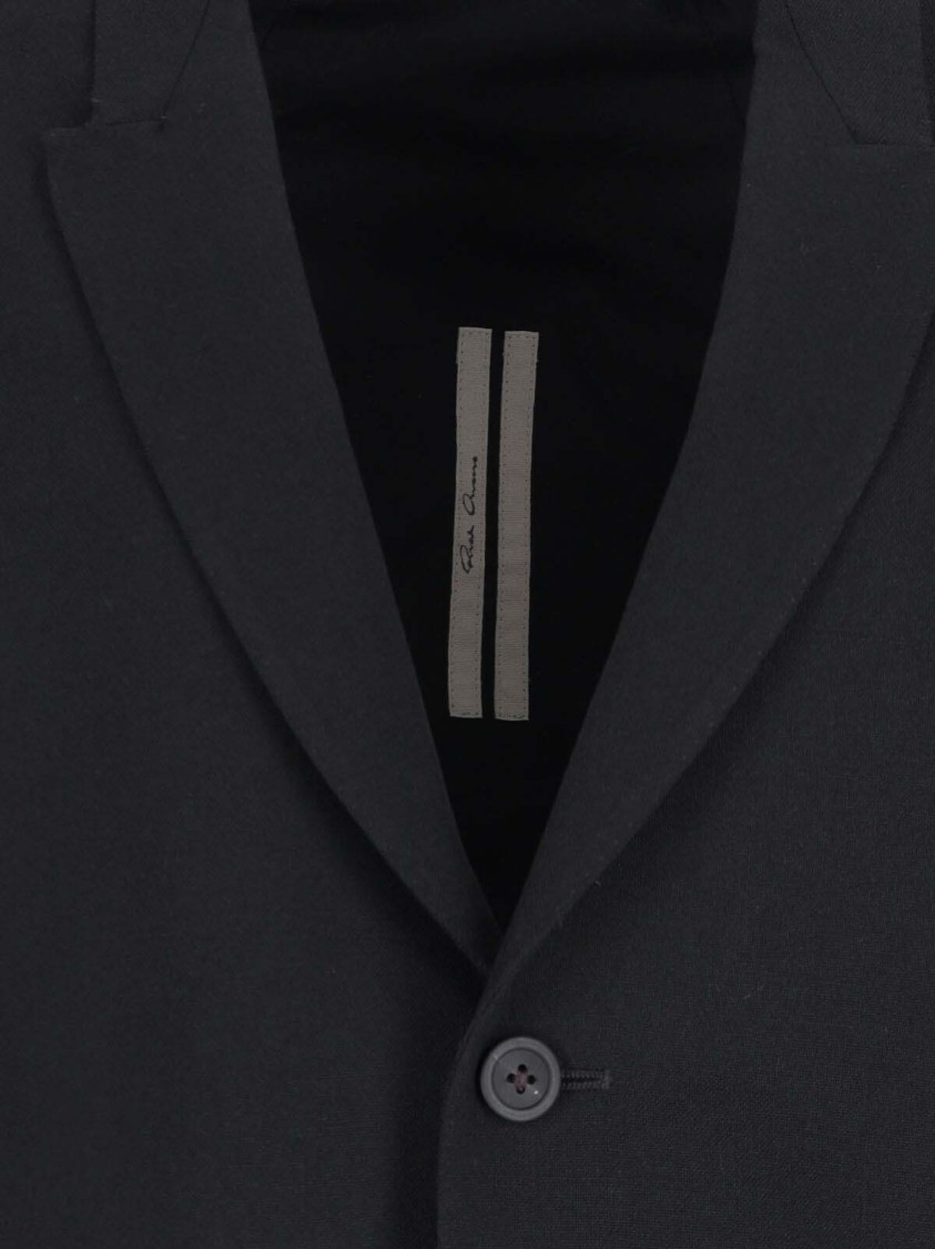 Rick Owens Tailored Jacket With Notched Lapel And Back Vent In Black