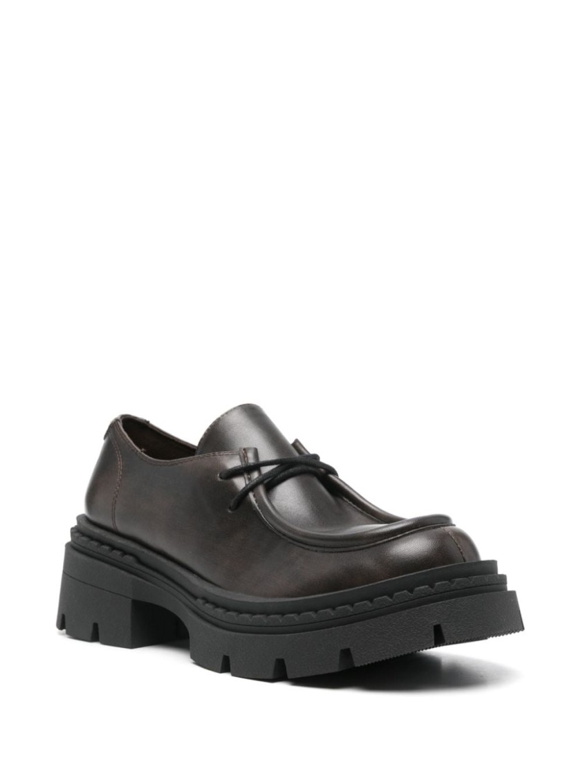 Twinset Twin-set Brown Lace-up Loafers With Distinctive Design In Brown