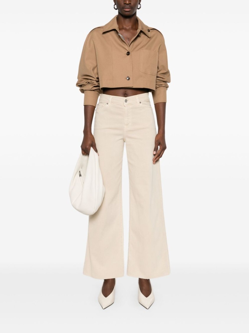 7 For All Mankind Wide-leg Jeans With High Waist In Neutral