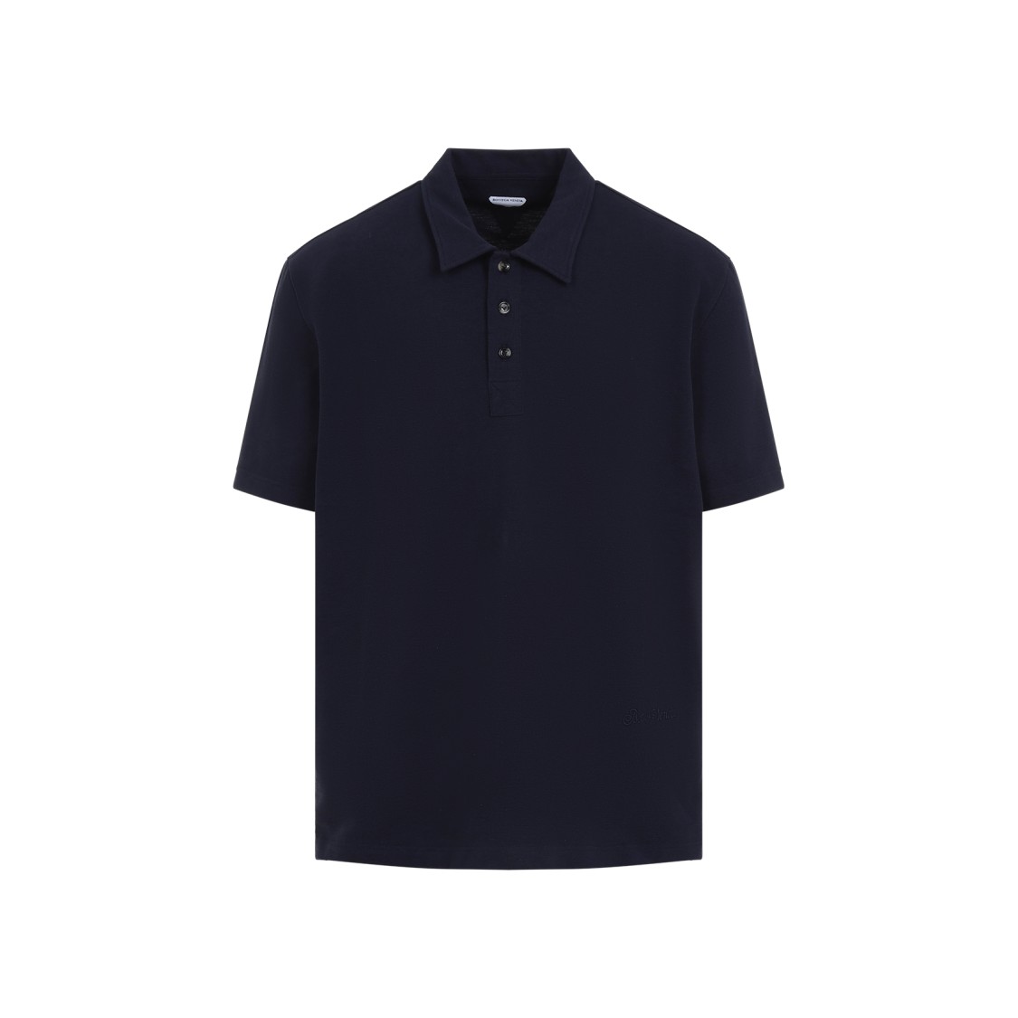 Bottega Veneta Blue Polo With Classic Collar And Embroidered Logo On The Front In Tone On Tone Cotto In Blue