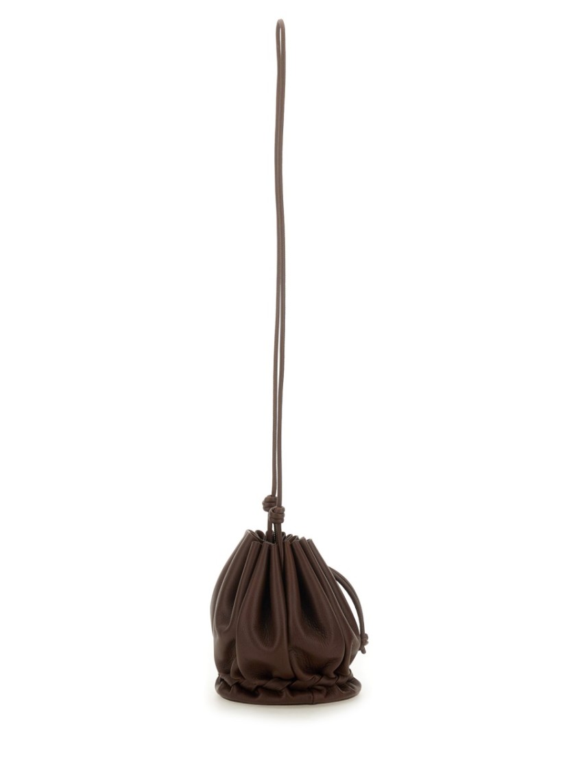 Shop Hereu Soft Gathered Brown Calf Leather Molina Bag