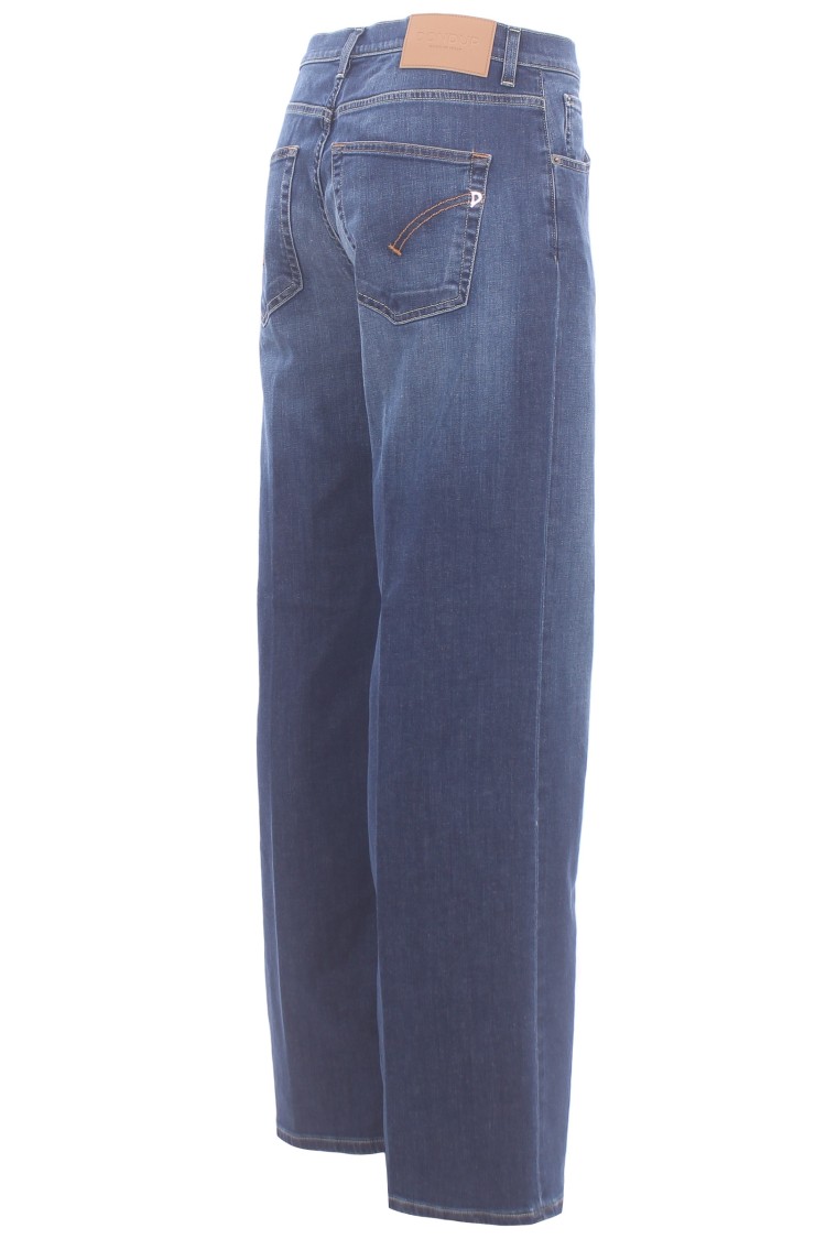 Dondup Wide Leg Medium Blue Jeans With Classic Five-pocket Design