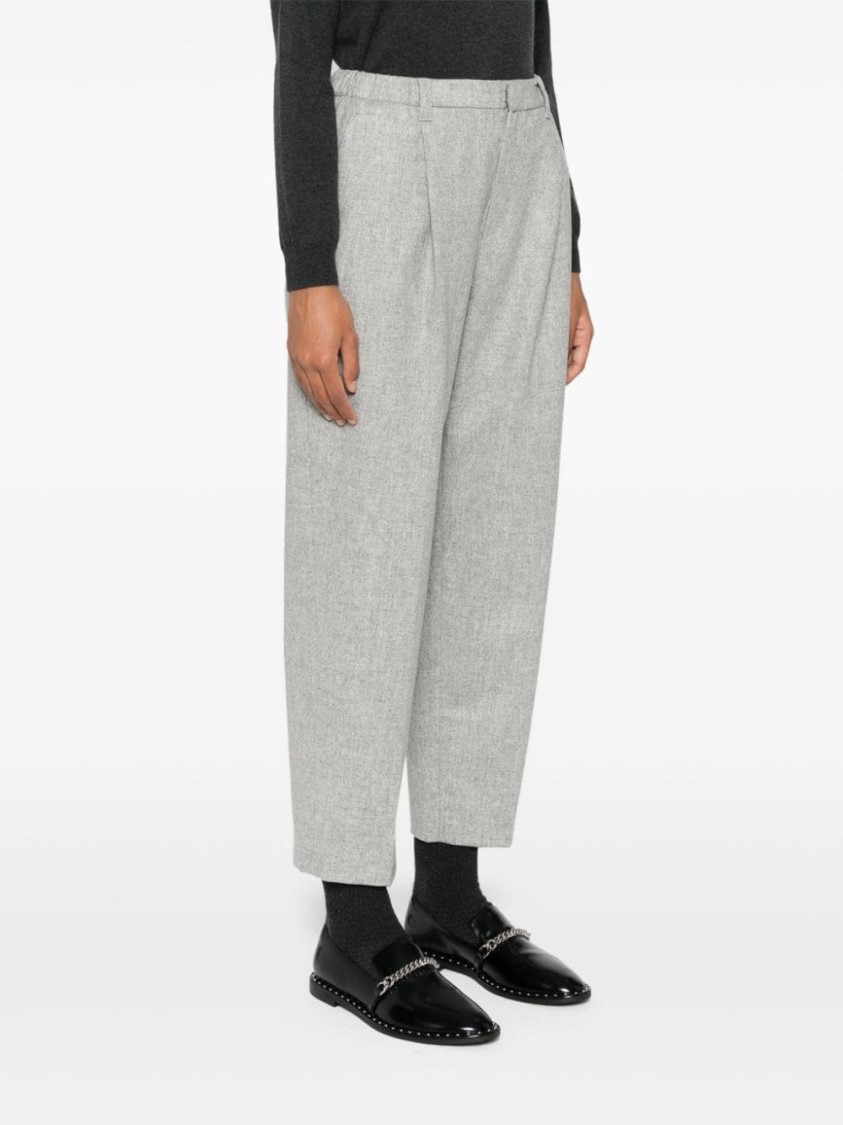 Brunello Cucinelli High-waisted Tailored Trousers With Pleated Front In Gray
