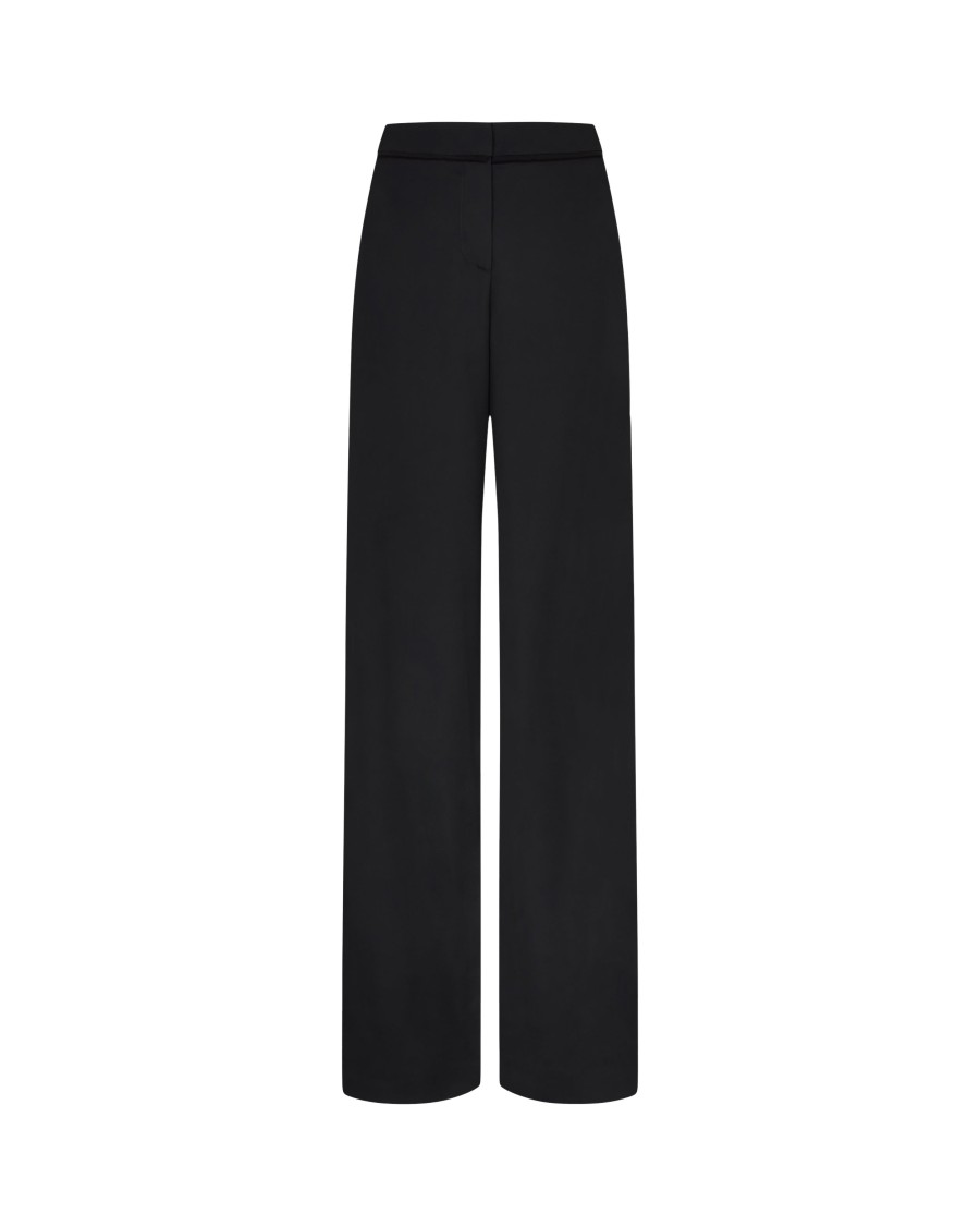 Serena Bute Satin Stripe Serena Trouser - Black In Black