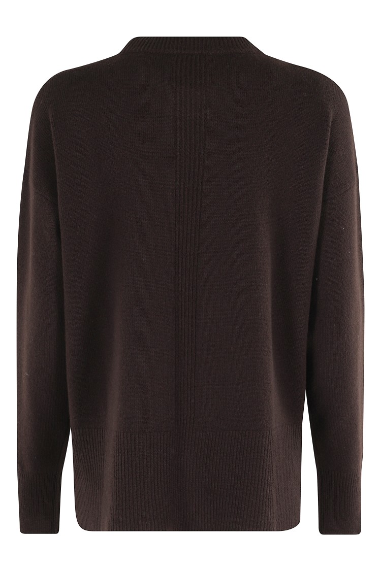 Roberto Collina Ebony Wool Knit Sweater In Brown