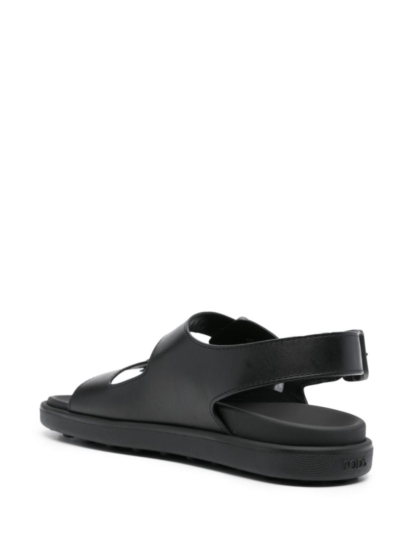 Tod's Open Black Leather Sandals In Black