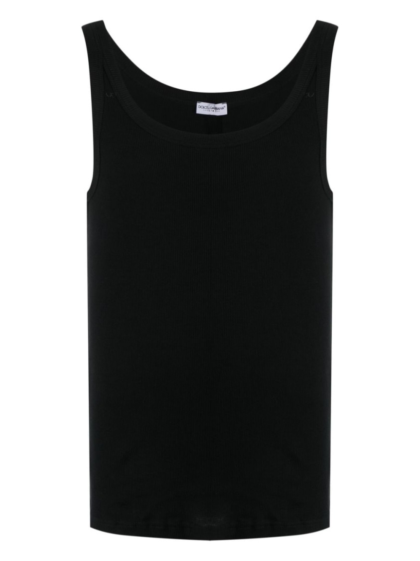 Dolce & Gabbana Fine-rib Washed Cotton Singlet In Black