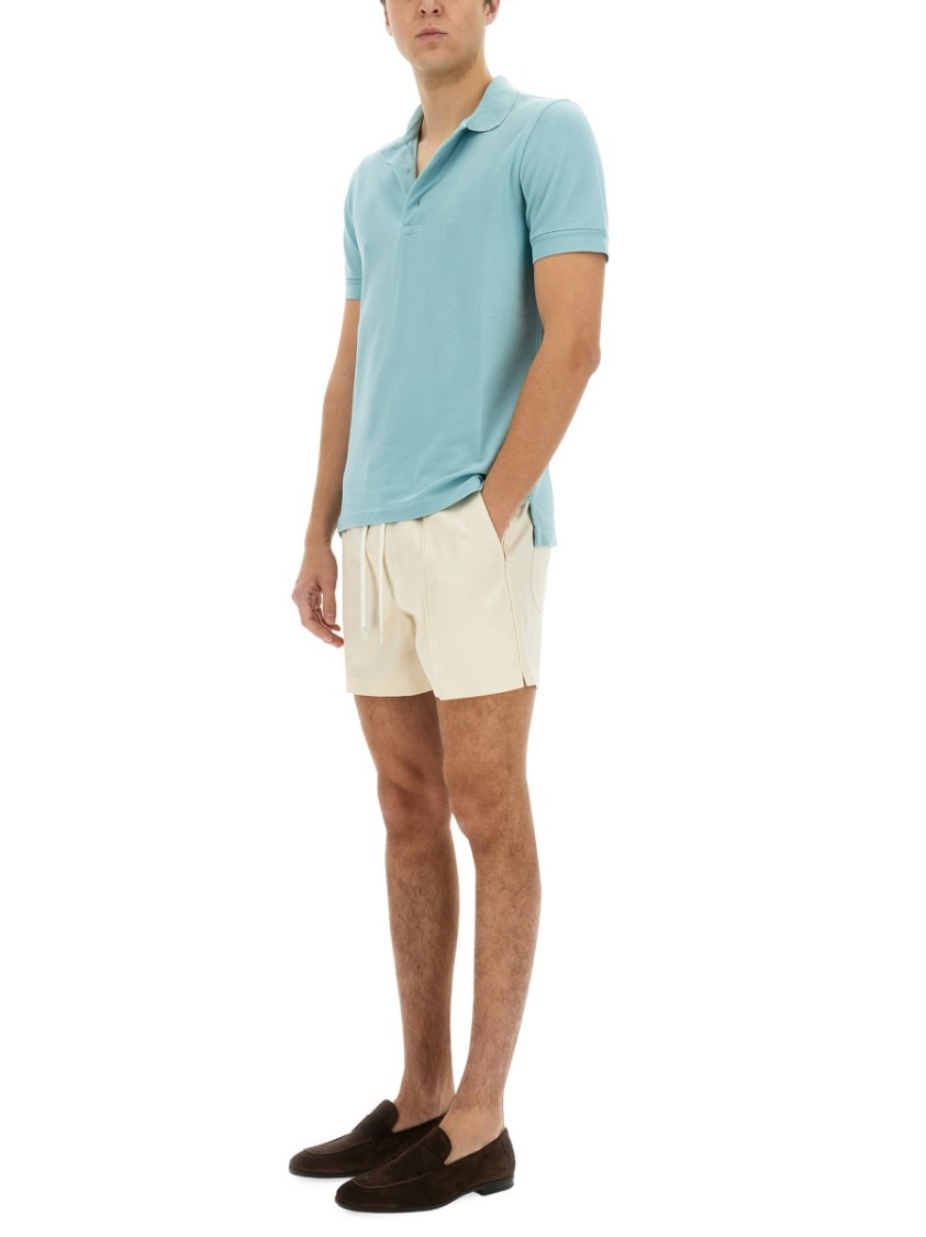 Tom Ford Plain Lyocell Polo In Blue