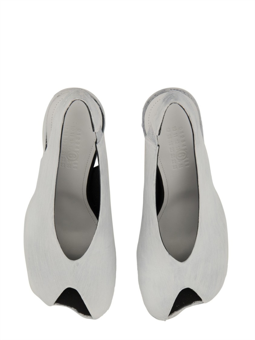 Mm6 Maison Margiela Block Heel Open Toe Sandals With Textured Finish