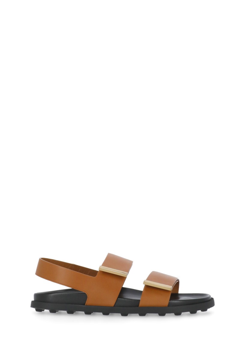 Shop Tod's Brown Leather Sandals