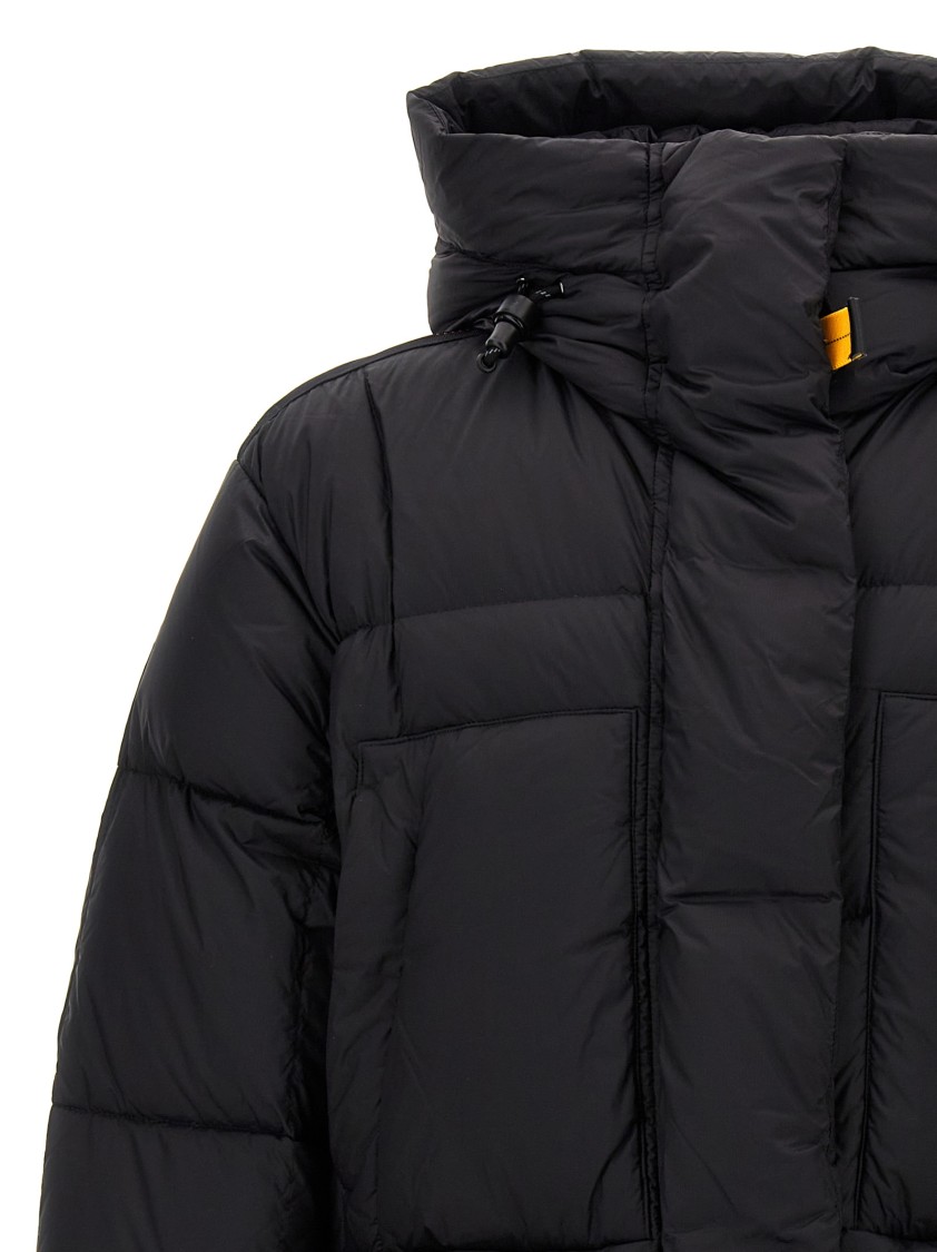 Parajumpers Puffy Quilted Black Nylon Down Jacket With Adjustable Hood And Functional Pockets In Black