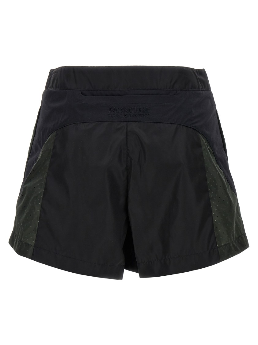 Moncler Combination Panel Active Shorts With Classic Button Closure In Black