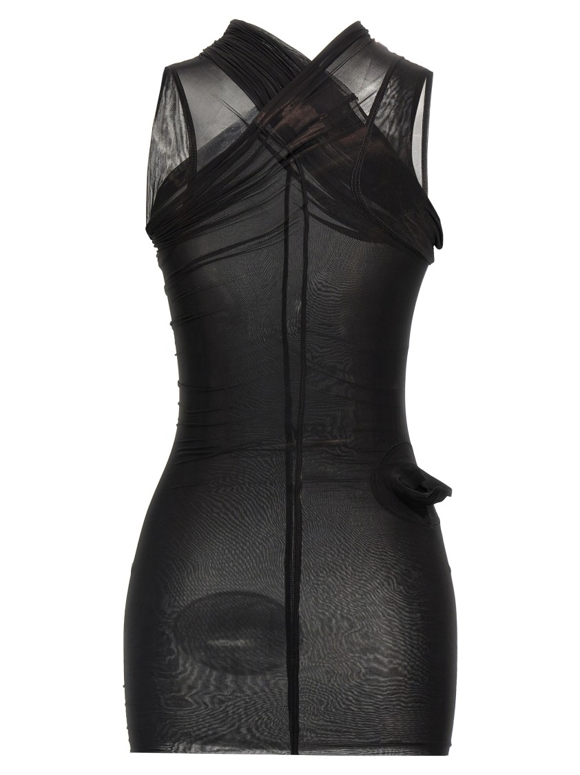 Rick Owens Semi-transparent Cupro Stretch Jersey Top In Black