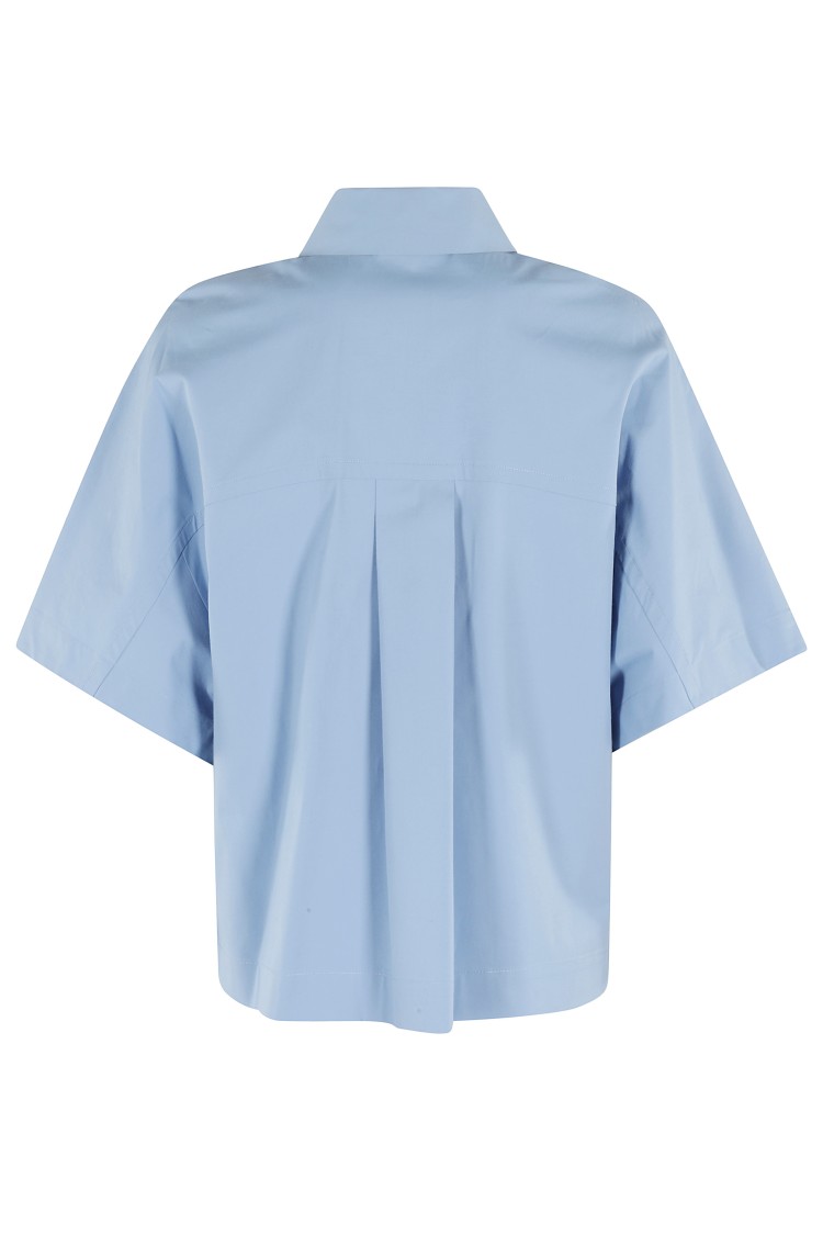 Shop Semicouture Semi Couture Brunilde Relaxed Oversized Cotton Top In Blue