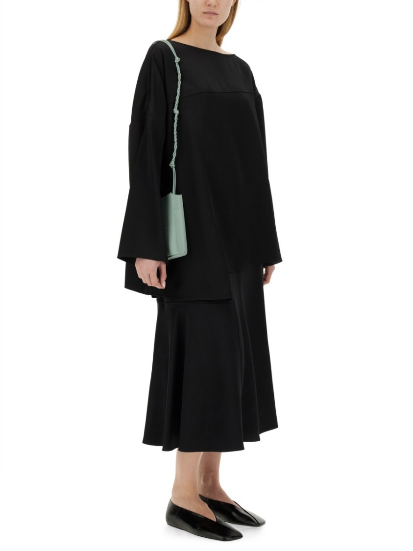 Jil Sander Asymmetrical Black Top With Unique Silhouette In Black