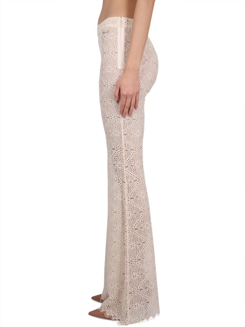 Shop Dsquared2 Flared Pants With Intricate All-over Embroidery In Neutrals