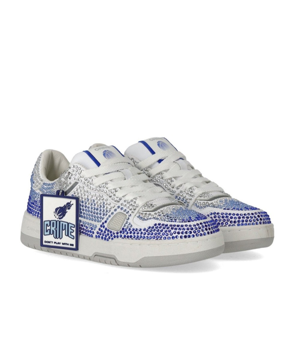 CRIME LONDON CRIME LONDON OFF COURT OG BLUE SNEAKER WITH RHINESTONES 