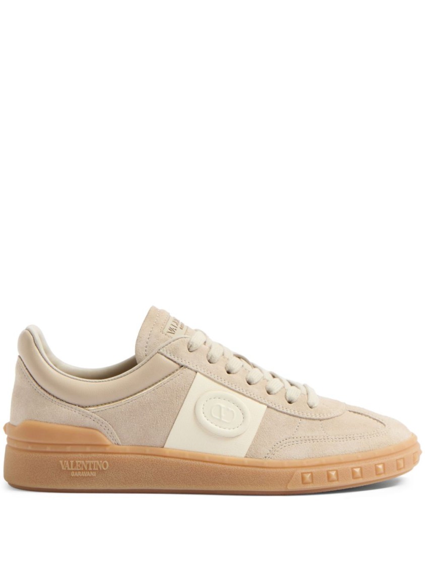 Valentino Garavani Valentino Beige Suede And Leather Sneakers