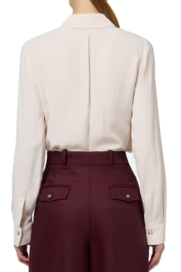 Elisabetta Franchi White Viscose Shirt With Classic Collar In Pink