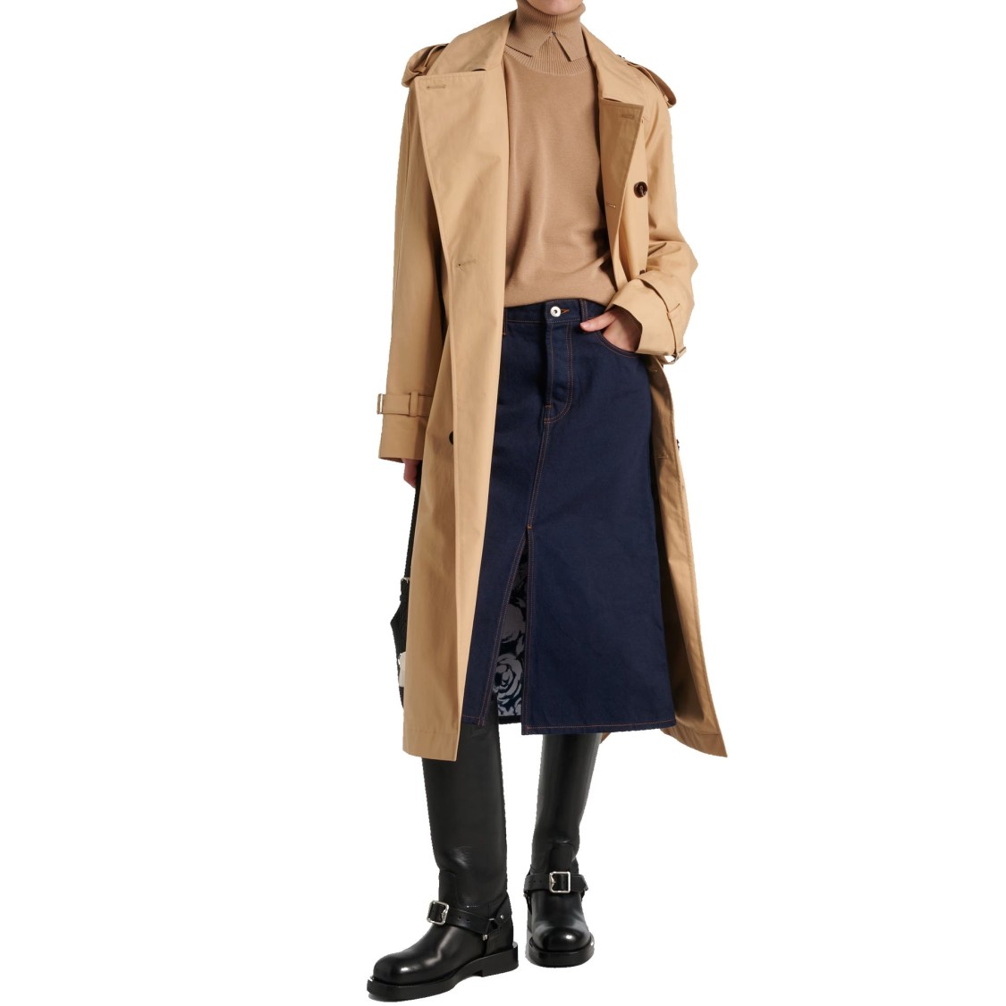 Burberry High Neck Wool Sweater With Equestrian Knight Motif In Brown