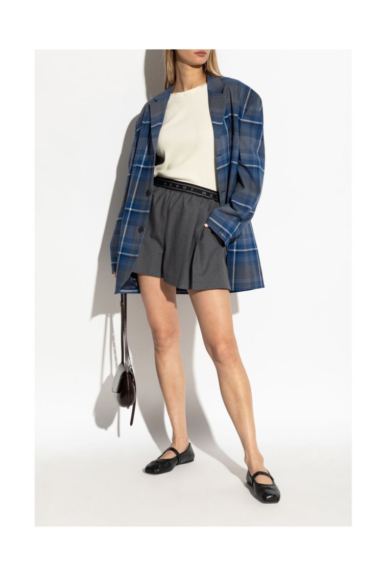 Marni Flared Virgin Wool Tailored Shorts In Gray