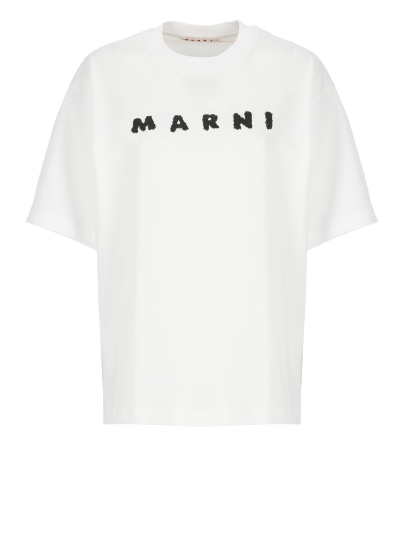 Marni Logo-print Short-sleeved T-shirt In White