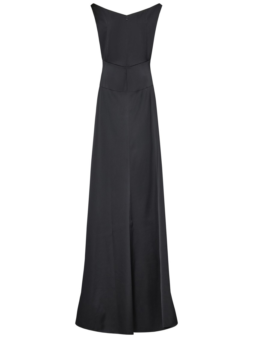 Shop Dsquared2 Flattering Full-length Black Dress With Wide Skirt