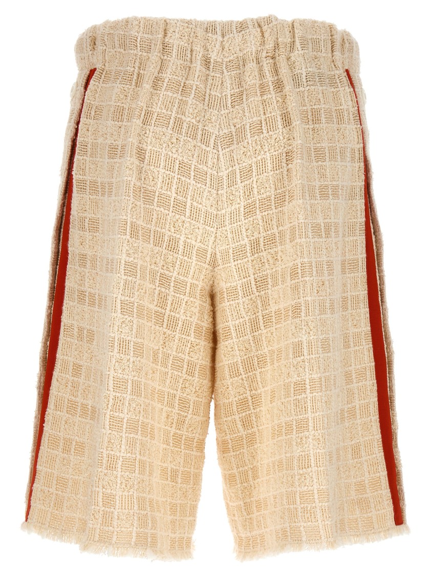 Gucci Contrast Band Tweed Bermuda Shorts Bermuda And Short White In Brown