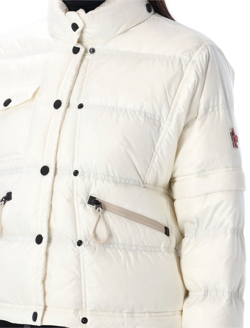Moncler Grenoble 'mauduit' White Down Jacket With Logo Patch On The Sleeve In Tech Fabric Woman In White
