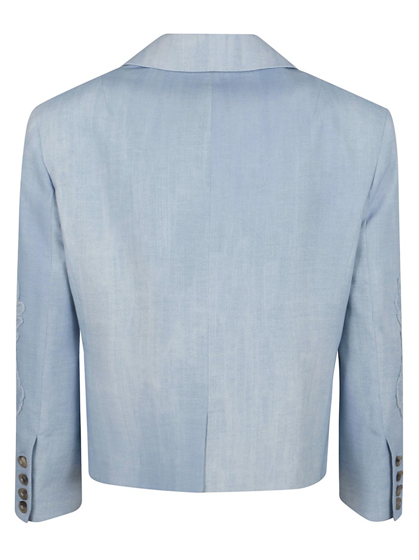 Ermanno Scervino Tailored Blue Jacket With Embroidered Sleeves In Blue