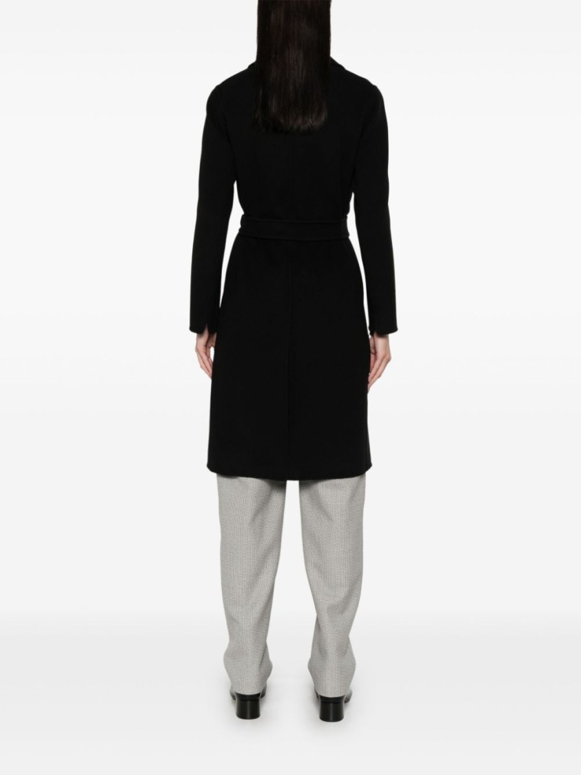 Max Mara Pauline Coat With Adjustable Waist Belt In Black