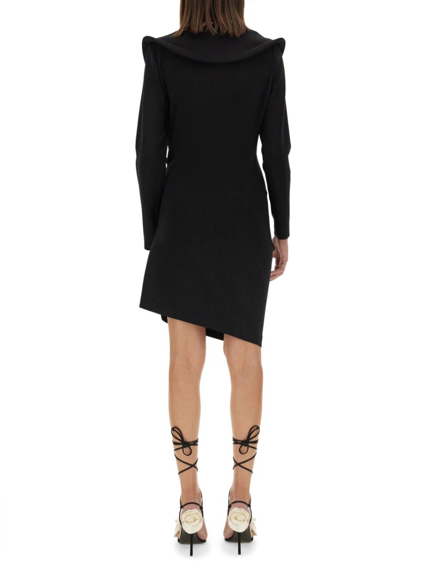 Magda Butrym Sculptural Mini Dress Featuring V-neckline In Black