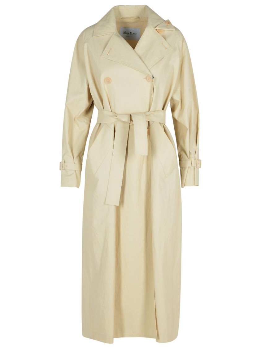 Max Mara Double-breasted Ivory Trench Coat With Belted Waist