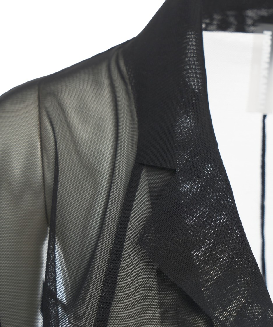 Shop Norma Kamali Black Tulle Blazer With Notched Lapels