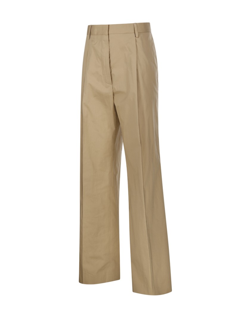 Dries Van Noten Regular Fit Tailored Trouser With Wide Leg In Neutrals