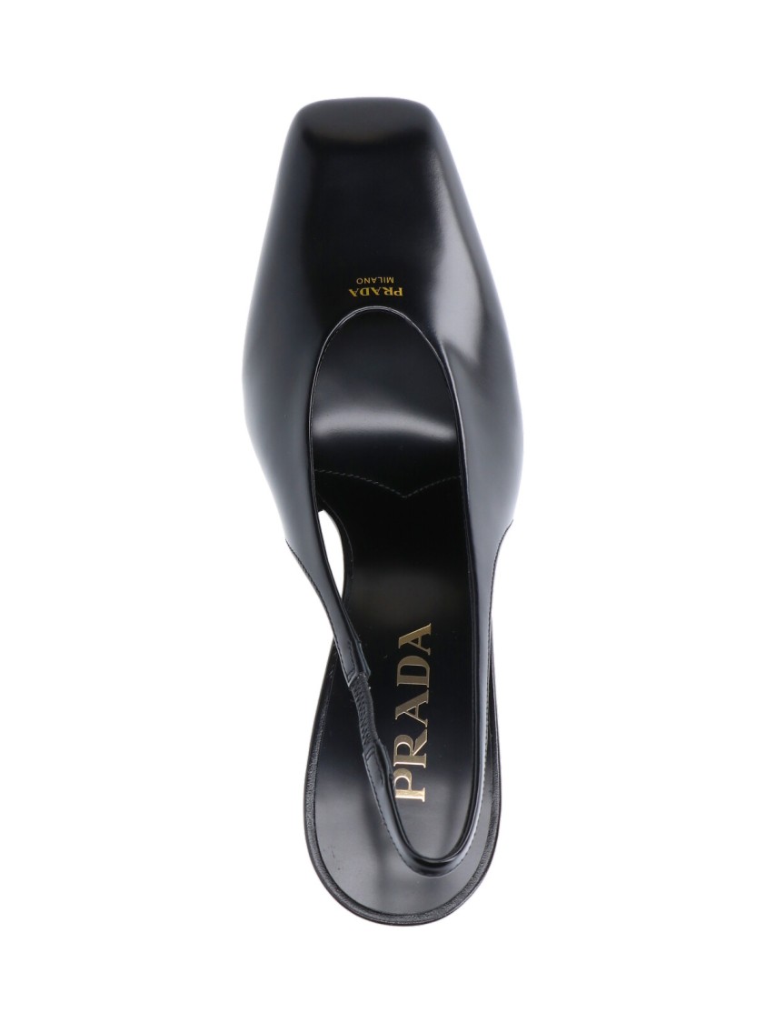 Prada Women Decolette Leather Heels In Black