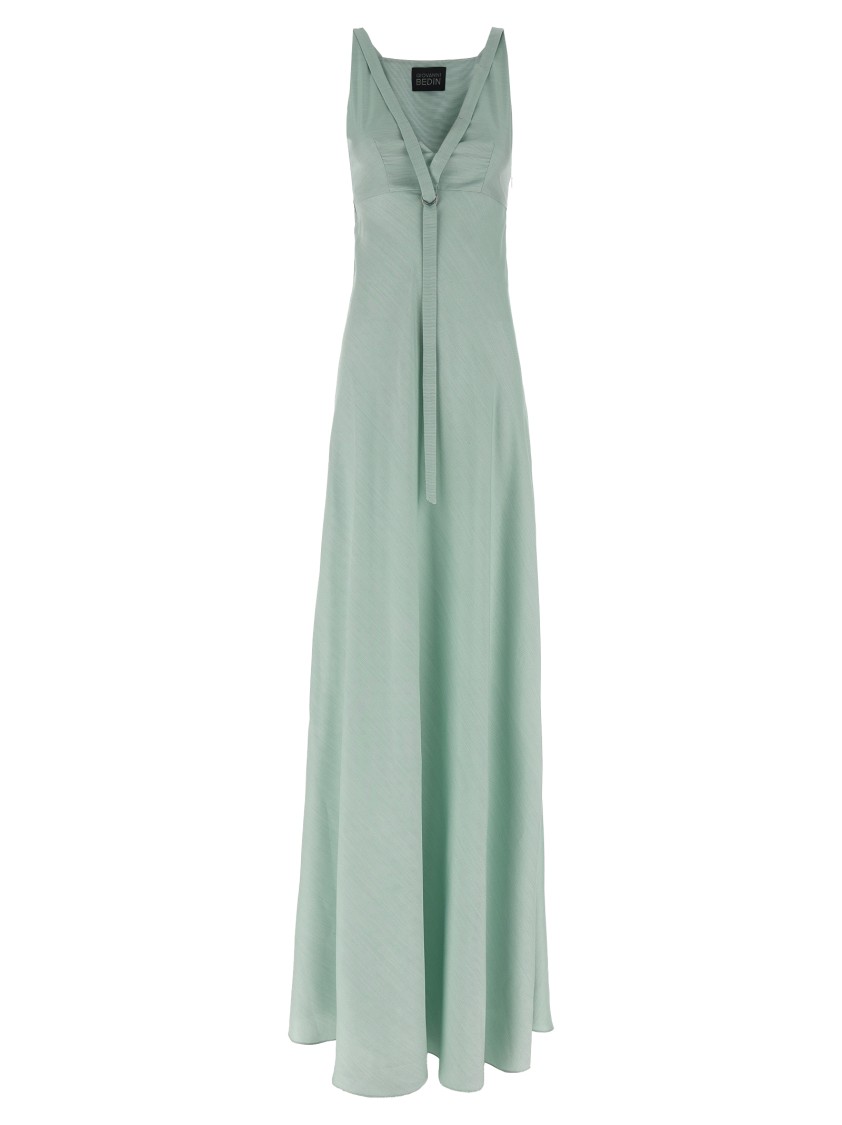 Giovanni Bedin Green Striped Dress In Gray