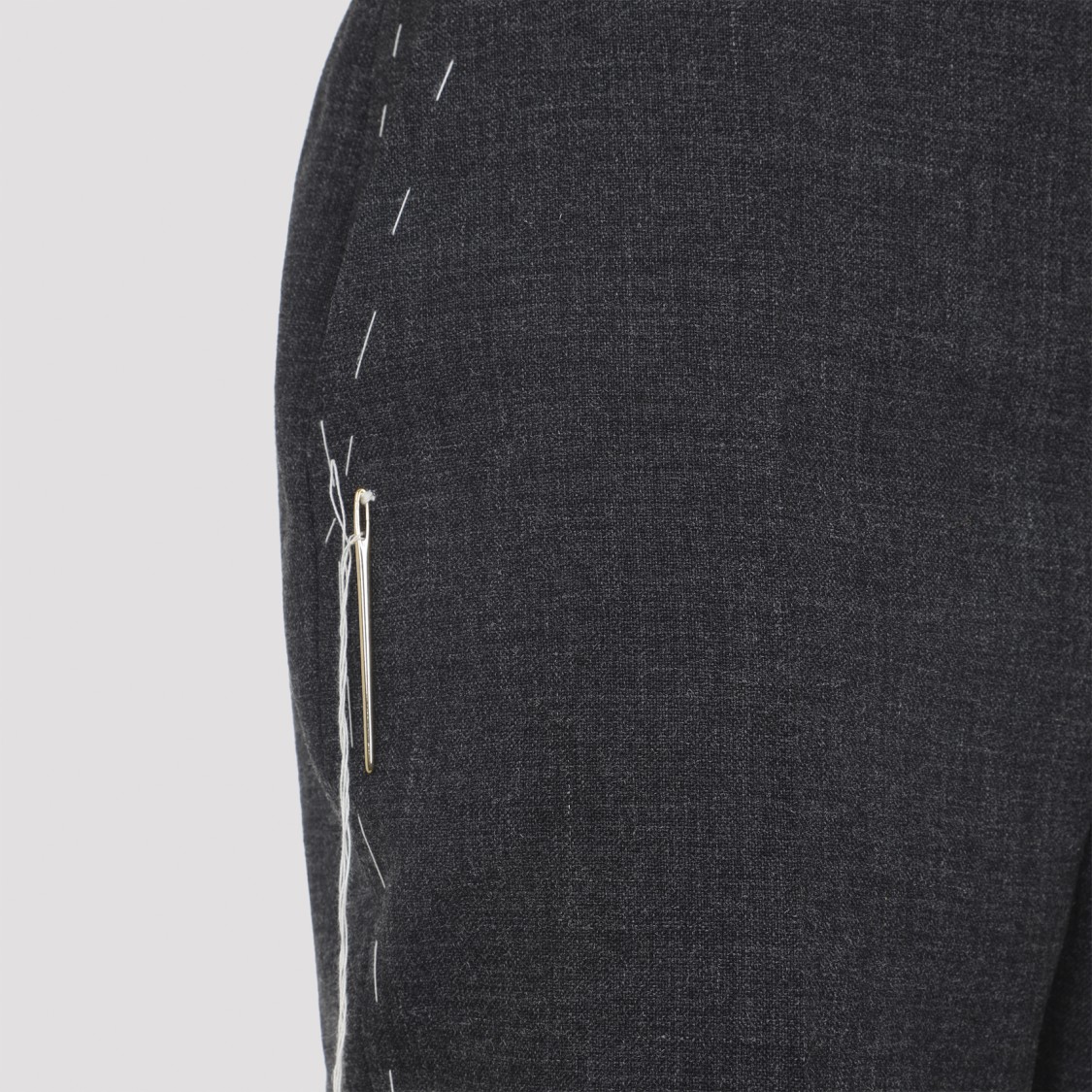 Moschino Contrasted-stitch Wool Pants In Gray